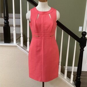 Tahari Elegant Coral Sleeveless Dress